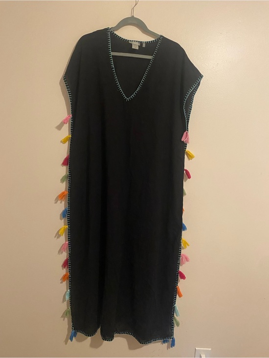 Bleu Rod Beattie Other - Bleu Rod Beattie Black Caftan with Light Blue Trim